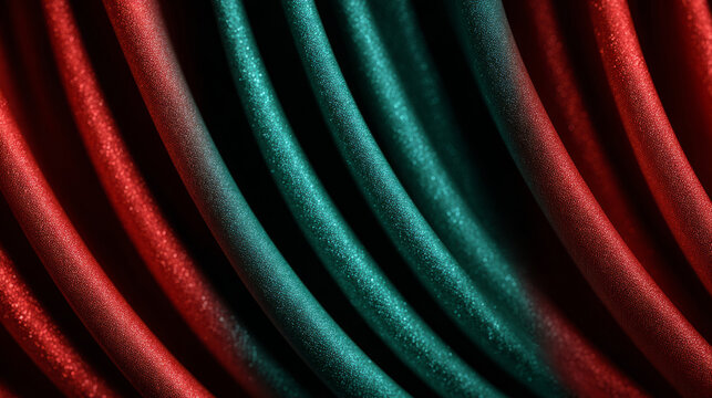 Vibrant red and green curves creating abstract pattern with party feel