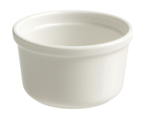 A sleek bone china ramekin with a glossy finish, perfect for elegant dessert serving.