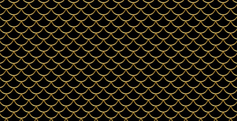 Fish scale pattern. Gold mermaid skin texture background. Repeating seascape pattern.