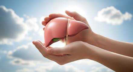 Human Liver Health concept and hepatic organ in hands care