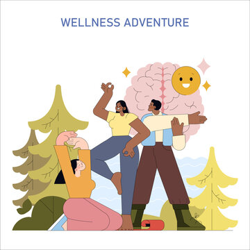 Wellness Adventure Vector Illustration with Happy Expressions
