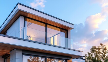 Realistic Architectural Roof View with Elegant Window on Modern Home Exterior &ndash; High-Quality Stock Photo