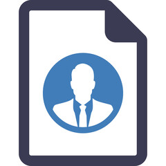 Blue And White Icon Of A Person Silhouette On A Document Symbol With Transparent Background