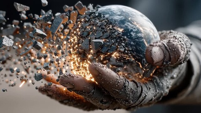 Global Genesis: A symbolic representation of the world being formed in hand, depicting genesis, new beginnings, transformation, and creation.