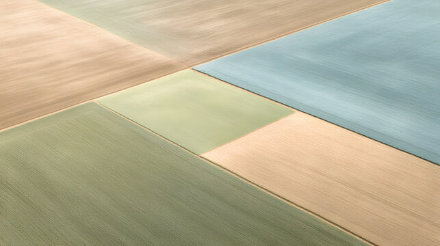 Geometric Fields: An aerial view showcases the artistry of agriculture, with meticulously arranged fields. Each plot, painted in subtle hues, speaks of precision and the beauty of landscape.