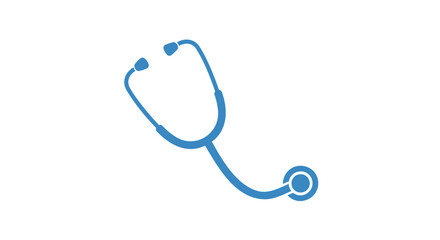 Simple blue stethoscope icon with a clean white background representing healthcare and medical examination