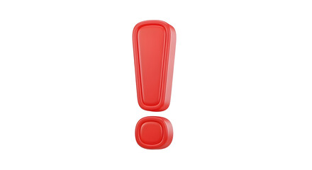 Red exclamation mark symbol for attention, caution, or important notification in modern design project or branding