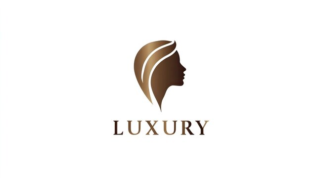 Luxury product logo with golden woman portrait symbol. Concept: High-end beauty branding, luxury cosmetic identity, feminine portrait emblem, elegant modern aesthetic, premium minimalist design for be