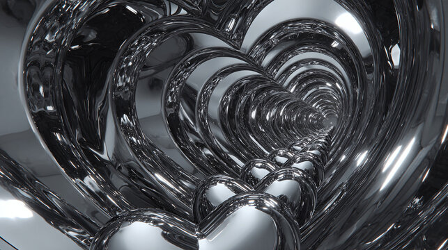 An Abstract Image of a Tunnel of hearts. A tunnel-like structure with a repeating pattern of heart shapes
