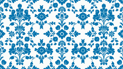Seamless blue floral vintage pattern design