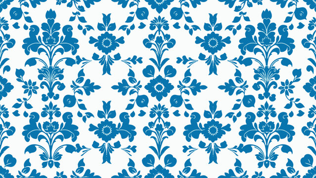Seamless blue floral vintage pattern design
