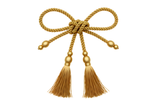 Elegant gold tassel tieback with ornate knot for curtains or decor adds a touch of luxury and sophistication to any interior space, perfect for upscale designs