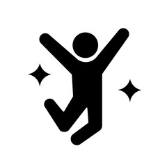 達成感と満足感を象徴する躍動的な人のデザイン(黒)