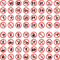Official ISO 7010 Prohibitory Signboard Pack  Workplace Safety Red-Slash Icons