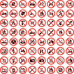 Official ISO 7010 Prohibitory Signboard Pack  Workplace Safety Red-Slash Icons
