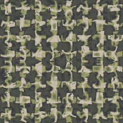 Watercolor Artisan Dyed Camouflage Checked Pattern