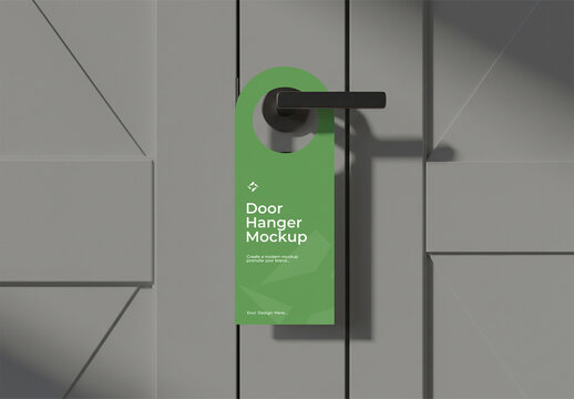 Door Hanger on Metal Handle Mockup