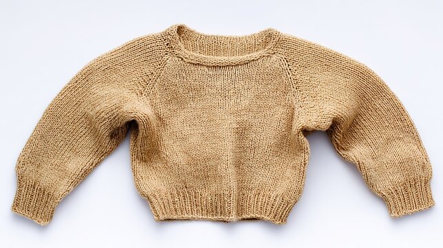 lambswool. A wool sweater shrunk after washing, showing textured fabric on a simple background. lifestyle magazines, social media lookbooks, designed for influencer and brand collaborations.