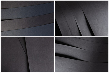 Layered matte sheets form a dark minimalistic composition with soft curves and elegant overlapping