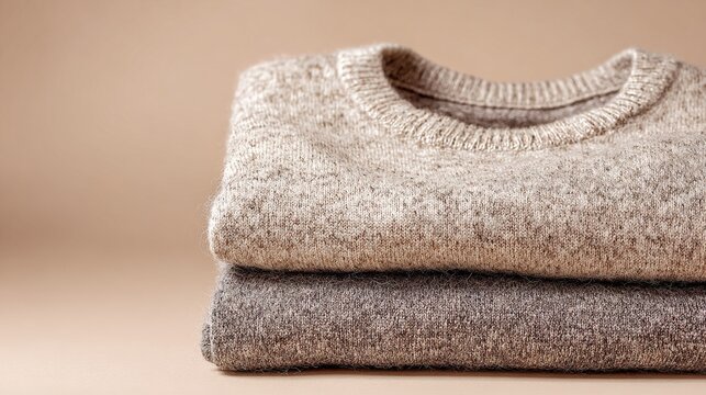 lambswool. A wool sweater shrunk after washing, showing textured fabric on a simple background. lifestyle magazines, social media lookbooks, designed for influencer and brand collaborations.