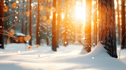 Snow forest sunlight winter tree nature cold landscape outdoor peaceful snowflake pine frost white season tranquil morning bright serene woods branch scenic environment natural sunbeam beautiful