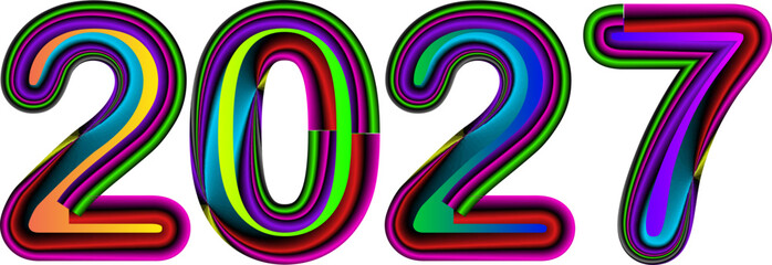 Obraz premium Vibrant and Modern 2027 New Year Illustration for Celebrations