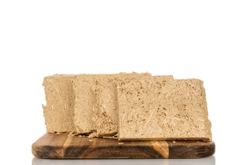 Fragrant sweet halva isolated on white background, macro.