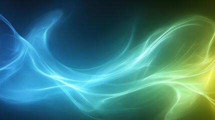 Naklejka premium Ethereal Swirling Abstract Waves of Blue and Green Energy Flowing Across a Dark Background