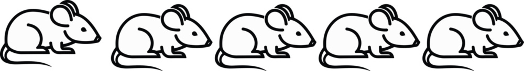 Cartoon mouse, cute rodent, black outline, simple sketch, children’s illustration, animal icon, sitting pose, flat vector illustration