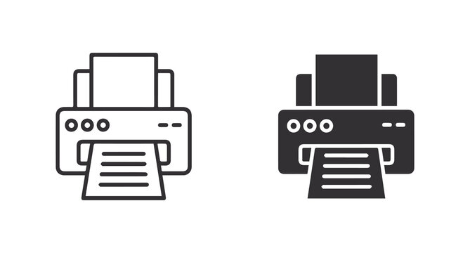 A black and white printer set icon vector
