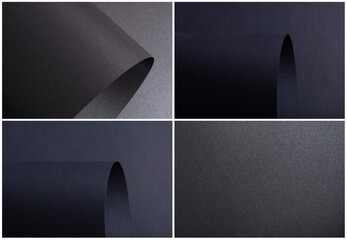 Dark navy paper set with smooth matte sheets, gentle curved edges, and clean layered surfaces