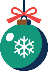 Fototapeta premium Classic Christmas Bauble With Red Bow and Snowflake