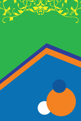 Bright Abstract Composition with Geometric Forms Featuring Triangle Pattern Ornament and Circles in Contrasting Colors Ideal for Modern Graphic Projects