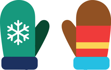 Christmas Mittens with Snowflake and Cord Icon