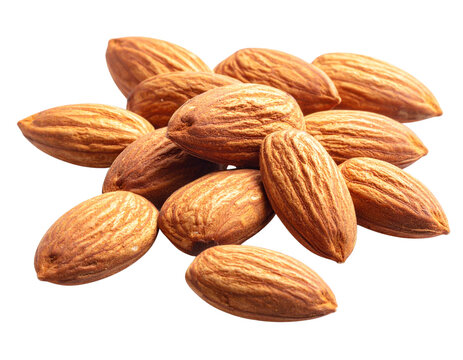 Scattered Almonds Close-up Composition, isolated on transparent background.