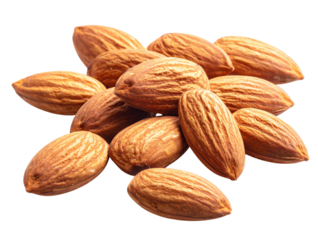 Scattered Almonds Close-up Composition, isolated on transparent background. - Powered by Adobe