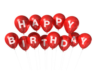 Birthday Balloons: Joyful red balloons float, displaying a warm message, creating a celebratory and festive atmosphere, perfect for a birthday party.