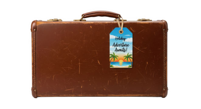 Vintage Suitcase Ready for Adventure Travel Tropical Sunset Vacation Getaway