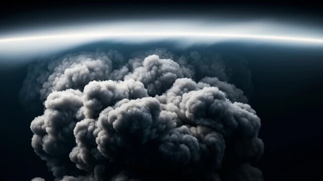 Volcanic Ash Cloud Eruption Pyroclastic Flow Dark Sky Dramatic Atmosphere Powerful Natural