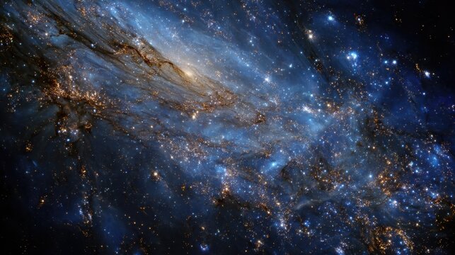 Stunning high-resolution image of a distant galaxy with stars, dust, and cosmic clouds