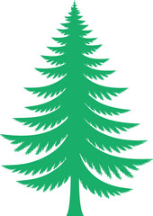 A simple stylized green pine tree illustration with a white background perfect for design