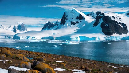 Ice on Antarctica, global warming, ecological concept. Generated with AI