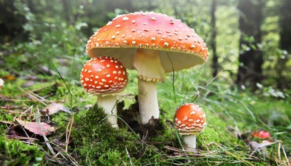 Amanita muscaria mushrooms. Generated with AI