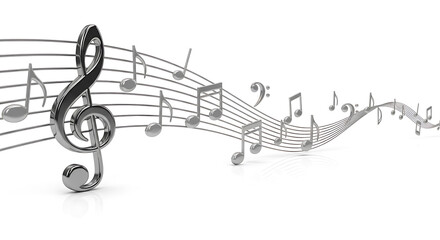 Waving sheet music symbolizing creativity, education, and entertainment