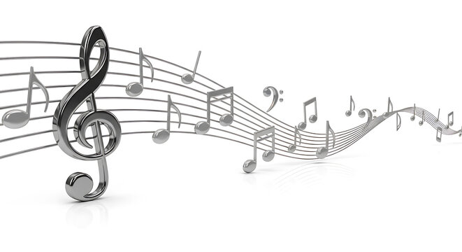 Waving sheet music symbolizing creativity, education, and entertainment