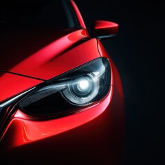 Close up of a red car headlight