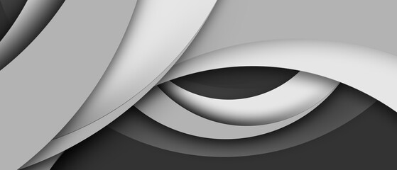 Abstract grayscale design with layered circles and curves