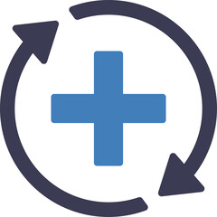 Obraz premium Blue Cross Symbol Inside Circular Arrows With Transparent Background Symbolizing Health Care And Medical Assistance