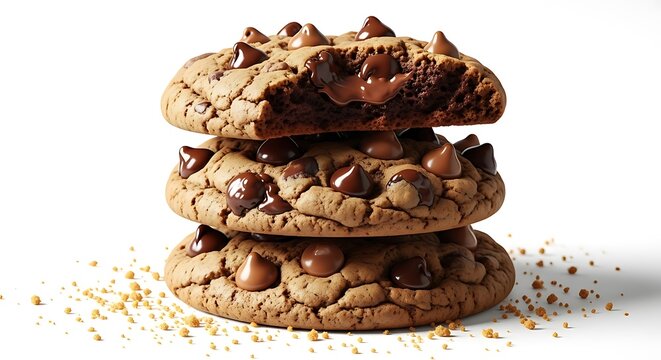 Stack of chocolate chip cookies delicious homemade dessert isolated on white background - Powered by Adobe