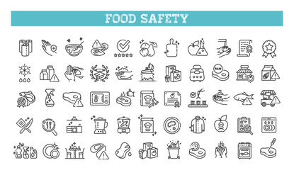 Set of outline food safety icons